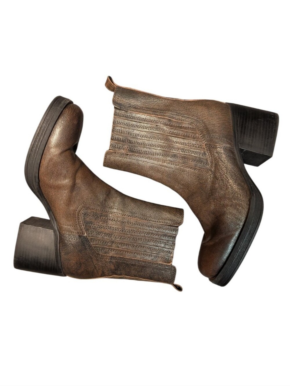 Kenneth Cole New York Jet Chelsea Boots Distressed Antique Gold/Bronze size 7